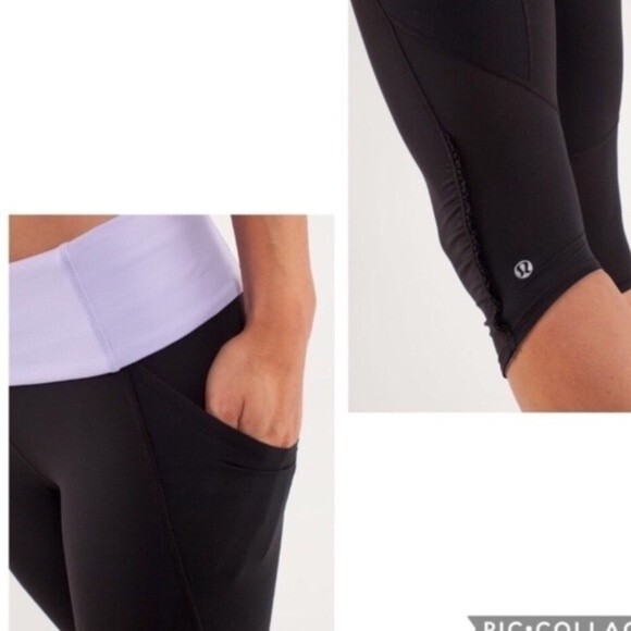 Lululemon Nothing To Hide Crop Black And Lilac 6 - Picture 7 of 8